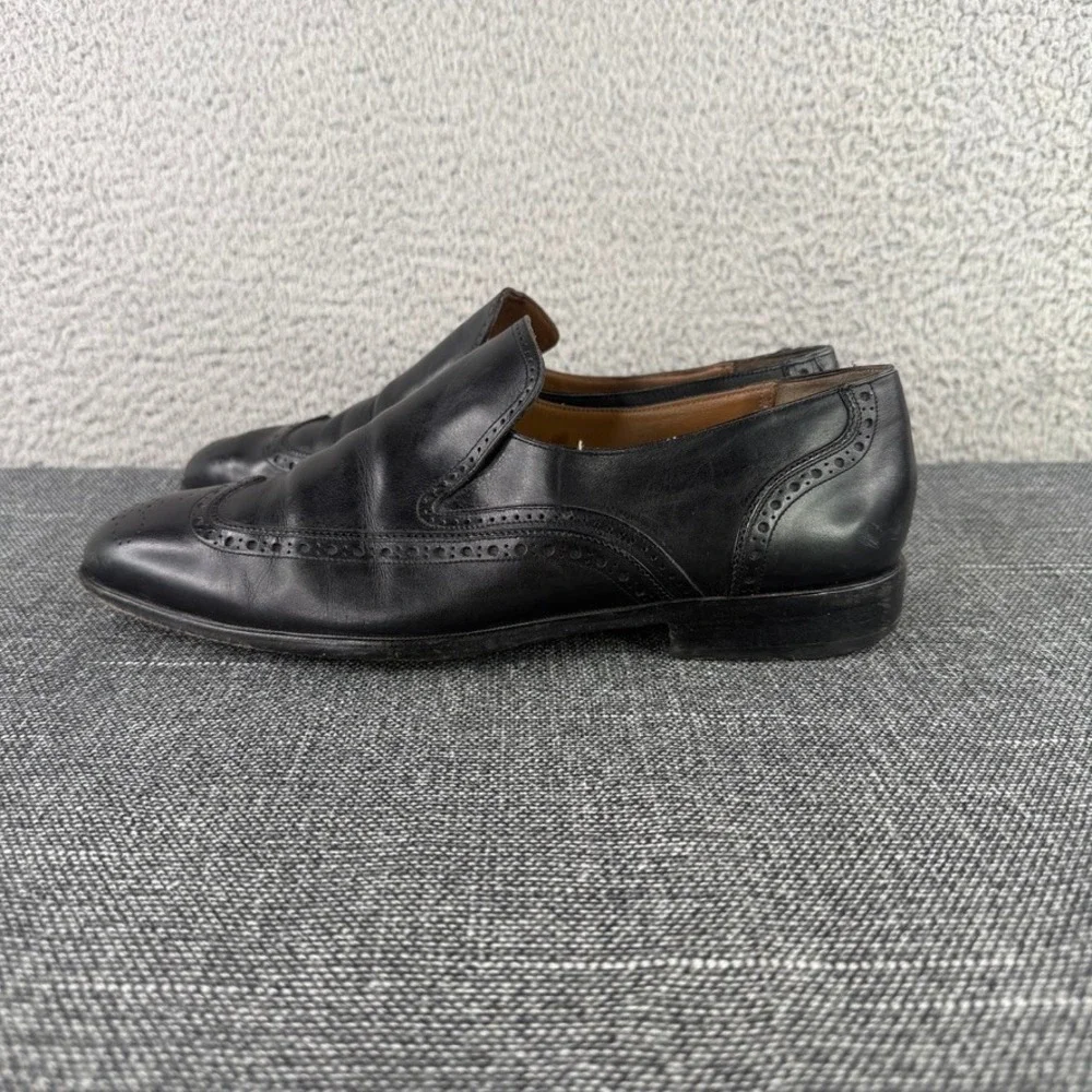 Bally Nosedo Loafers Men 7 Black Leather Wingtip Brogue Slip On Made in Italy